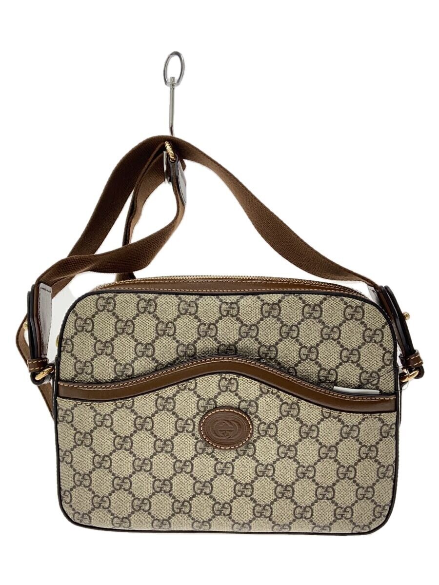 【中古】GUCCI◆ショルダーバッグ_インターロッキングG_GGスプリーム/PVC/BRW【御徒面子】
