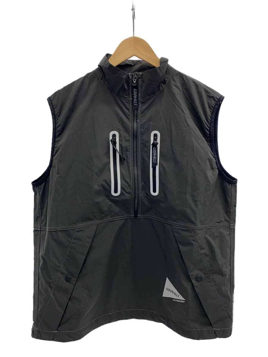【中古】GRAMICCI◆BRUSHED NYLON VEST/より良い/M/ナイロン/GRY/guj5-s3001【メンズウェア】