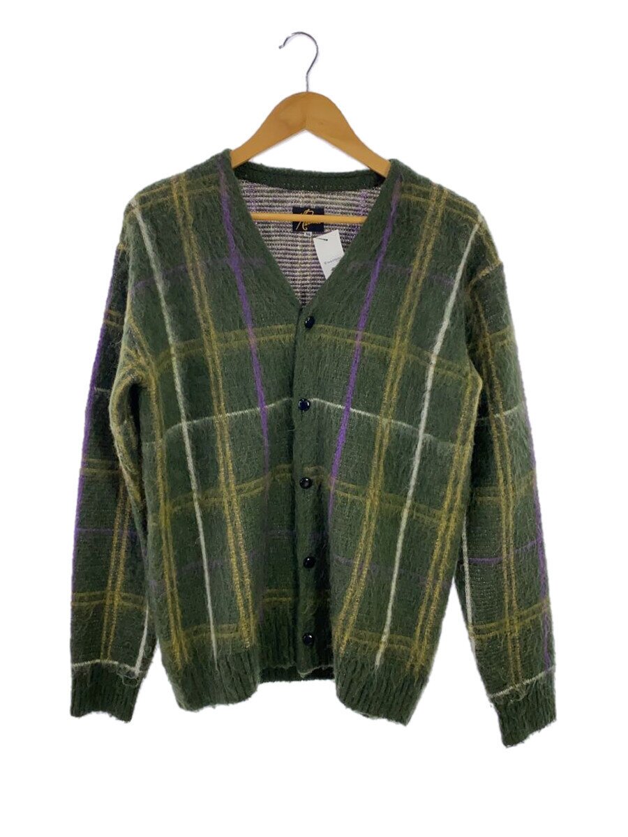 【中古】Needles◆Windpane Mohair Cardigan/ジレー(朦々たる)/XS/モヘヤ/GRN/読み合わせる【メンズウェア】