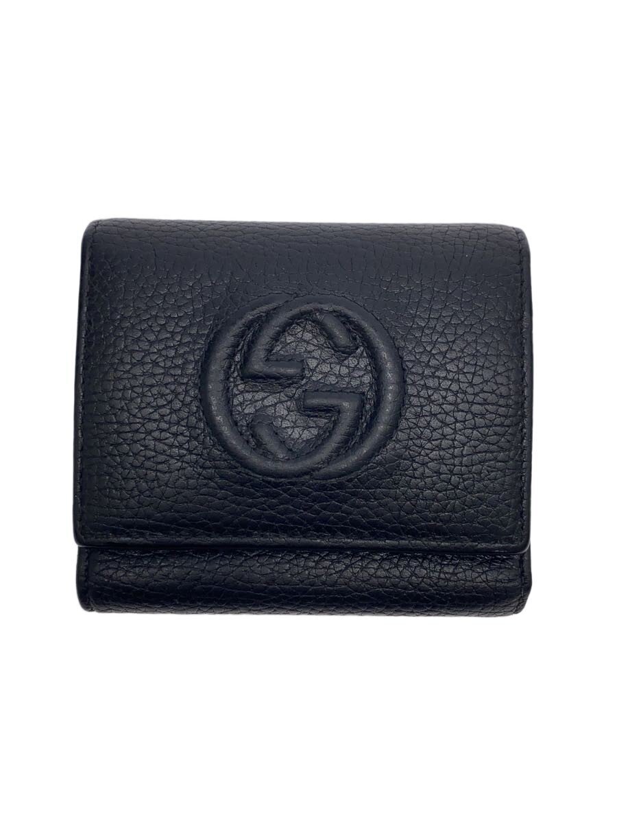 【中古】GUCCI◆2つ折り財布_ソーホー_インターロッキングG/レザー/BLK/レディース【服飾雑貨他】|2nd STREET 店