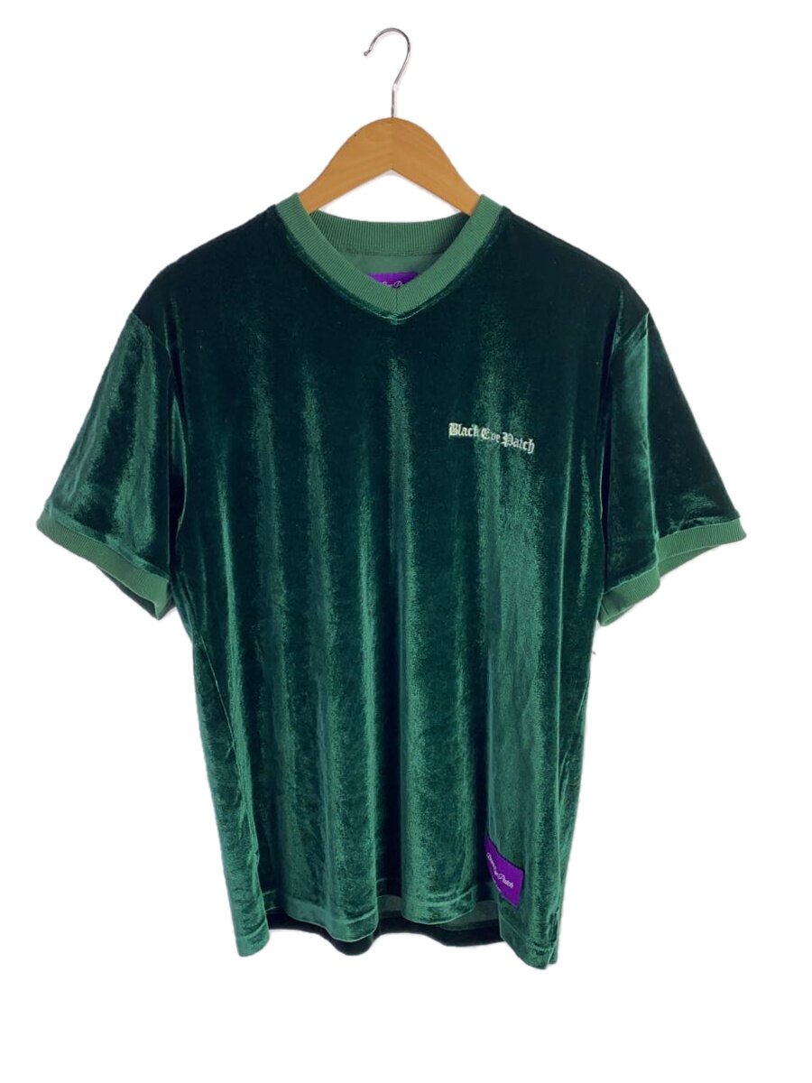 【中古】THE BLACK EYE PATCH◆23SS/v neck velour tee/プルオーバー/M/ポリエステル/緑であること【メンズウェア】