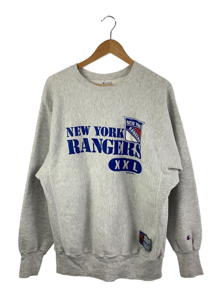 【中古】Champion◆90S/刺しゅう引き船/RANGERS/流汗/XL/綿織物/GRY【メンズウェア】