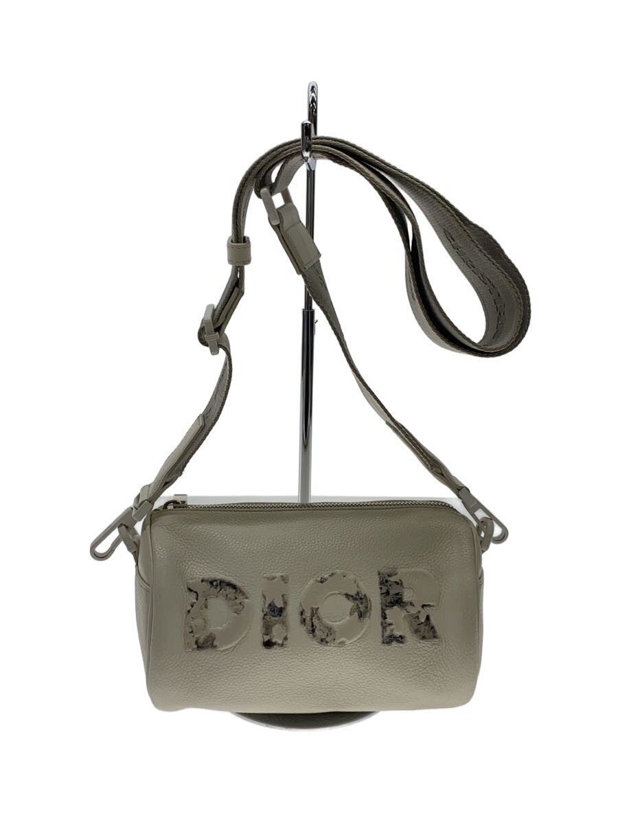 【中古】Christian Dior◆御徒面子/なめし革/WHT/無地【御徒面子】