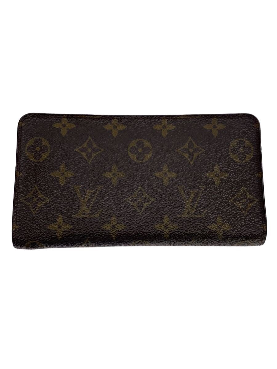 【中古】LOUIS VUITTON◆ポルト・モネ・ジップ_モノグラム・帆布/PVC/BRW/レディース【服飾雑貨他】