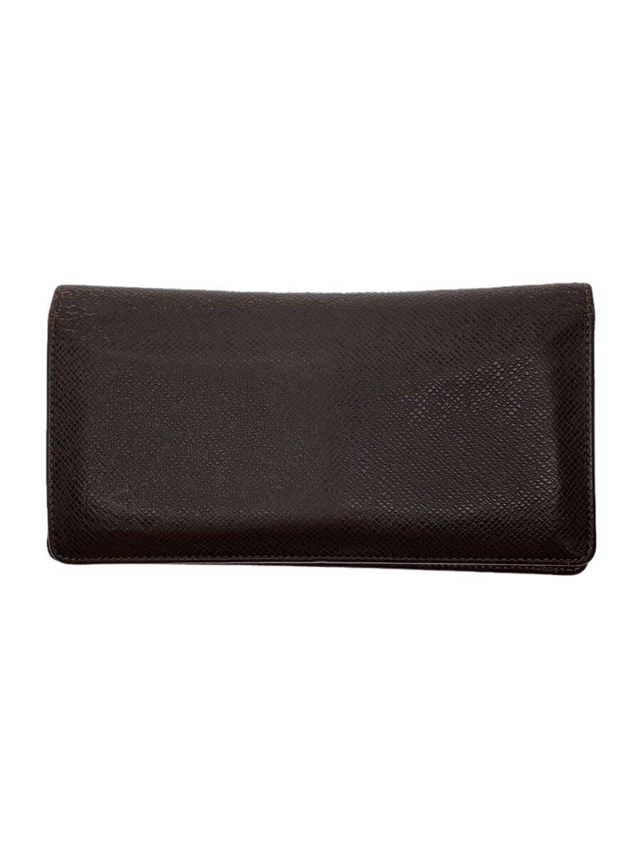 【中古】LOUIS VUITTON◆ポルト・フォイユ・ブラザ_タイ王国ガ_BRW/なめし革/BRW/無地/メンズ【服飾雑貨他】
