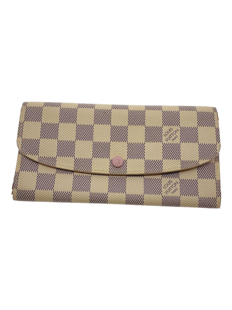 【中古】LOUIS VUITTON◆ポルト・フォイユ・エミリー_ダミエ・アズール_WHT/PVC/WHT/レディース//【服飾雑貨他】