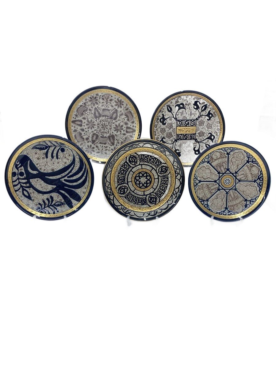 【中古】eclectique kai kai◆パテルナの風パスタ皿/室内装飾雑貨/飾りつけ皿/5点仕掛ける/BLU/K2958【勝手もと設備】