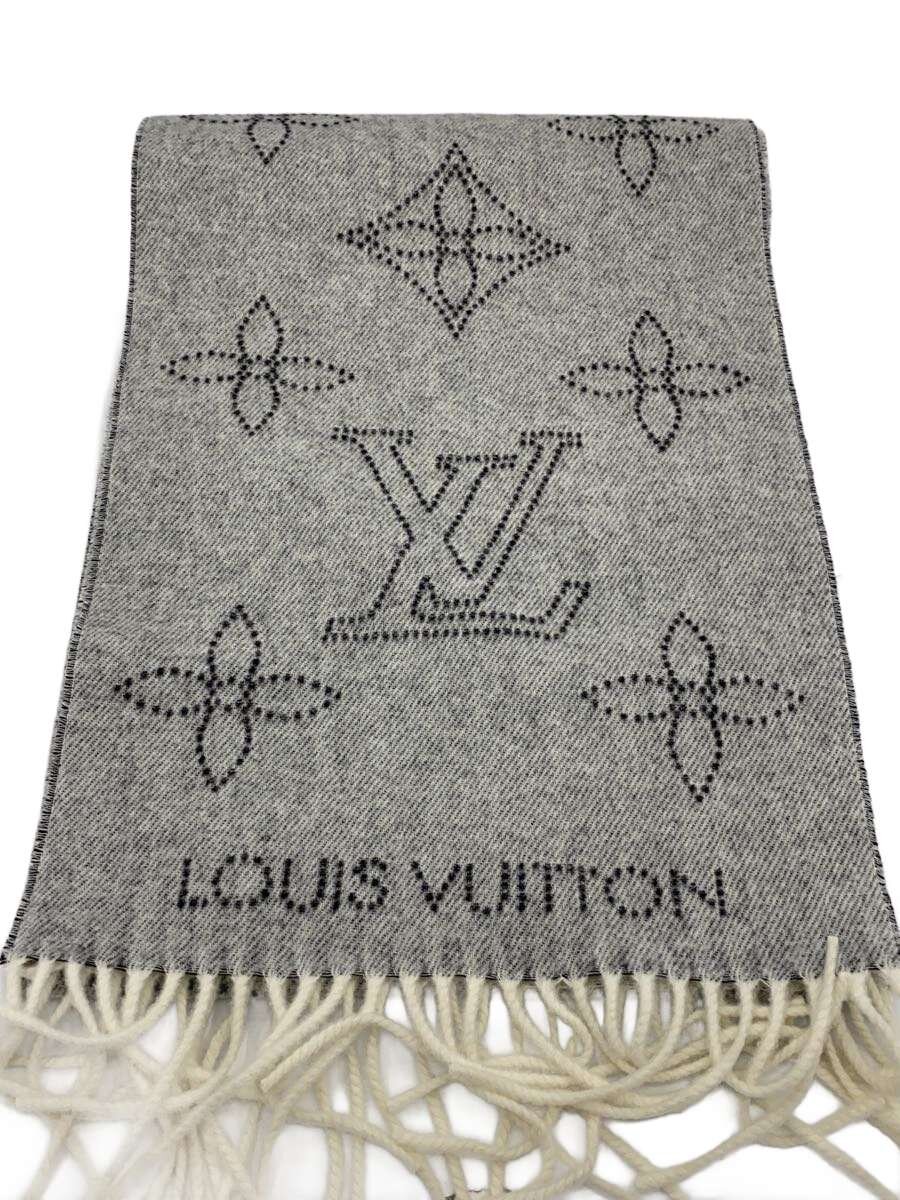 【中古】LOUIS VUITTON◆エシャルプ・フライトモードマヒナ/えり巻き/--/GRY/総柄/レディース/M77903【服飾雑貨他】