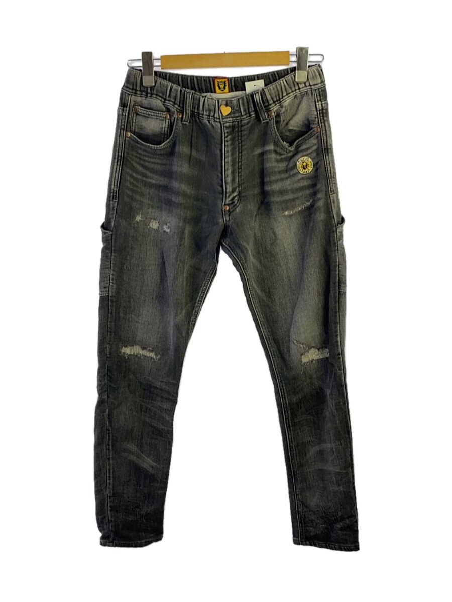 【中古】HUMAN MADE◆スキニーパンツ/M/綿織物/BLK/無地/03-6863-3148/リラックスデニムイージ【メンズウェア】
