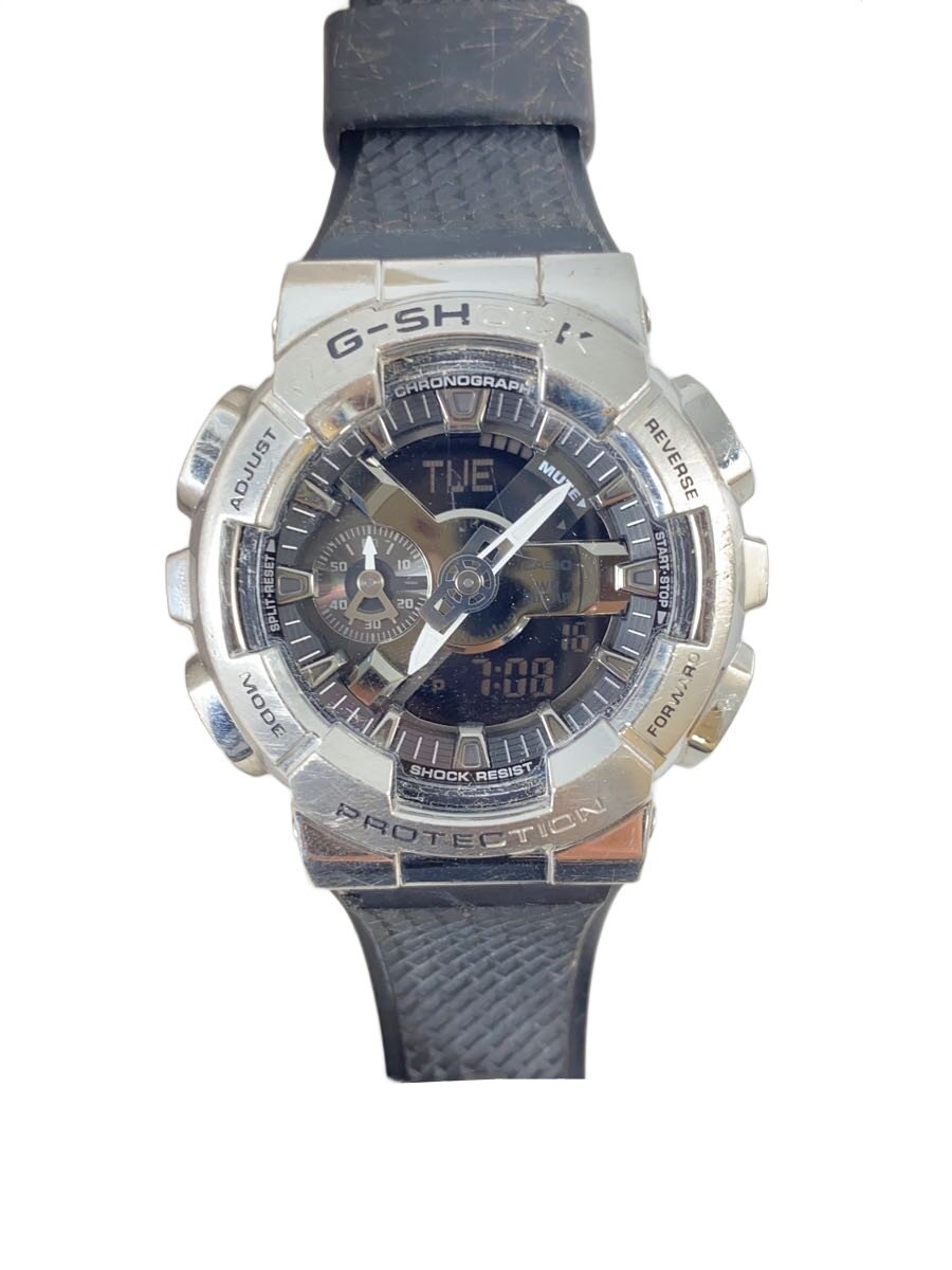 【中古】CASIO◆石英ウオッチ_G-SHOCK/デジアナ/天然ゴム/SLV/BLK【服飾雑貨他】