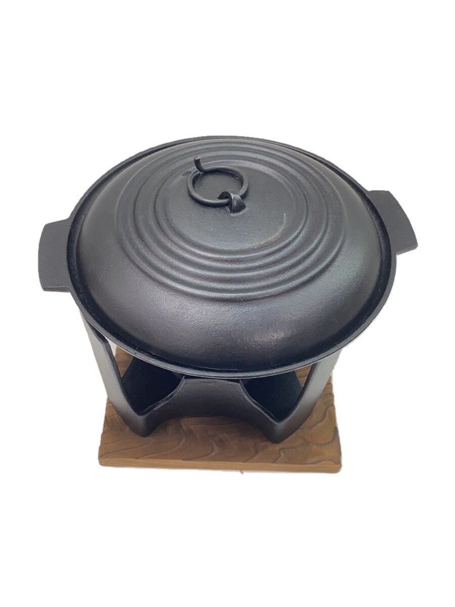 【中古】南部鉄器◆陶板焼+コンロ_2点セット/BLK【キッチン用品】
