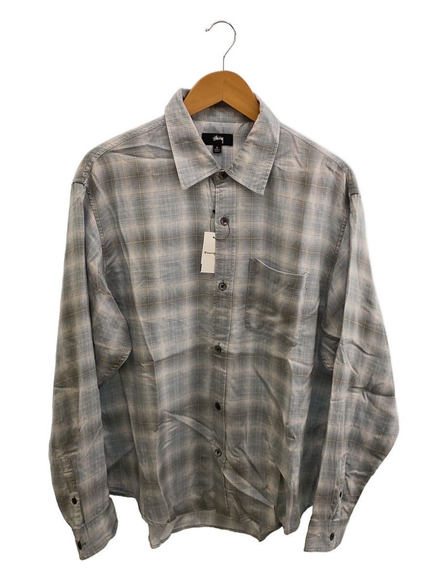 【中古】STUSSY◆25SS/MATTHEW PRINTED SHIRT/L/拾独居室/BLU/読み合わせる/1110368【メンズウェア】