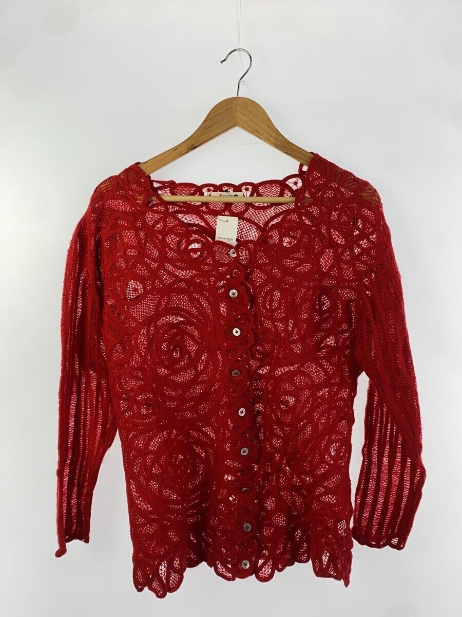 【中古】I.S. ISSEY MIYAKE SPORT◆カシュクール/80s/ジレー(薄っぺら)/M/羊毛/RED/総柄//【レディースお召しもの】