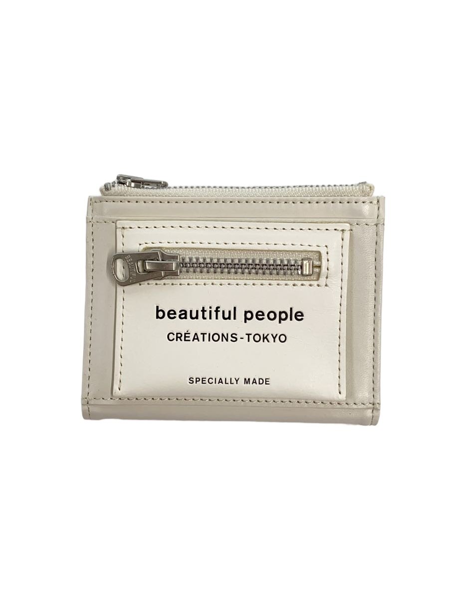【中古】beautiful people◆2つ折り金入れ/なめし革/WHT/レディース【服飾雑貨他】