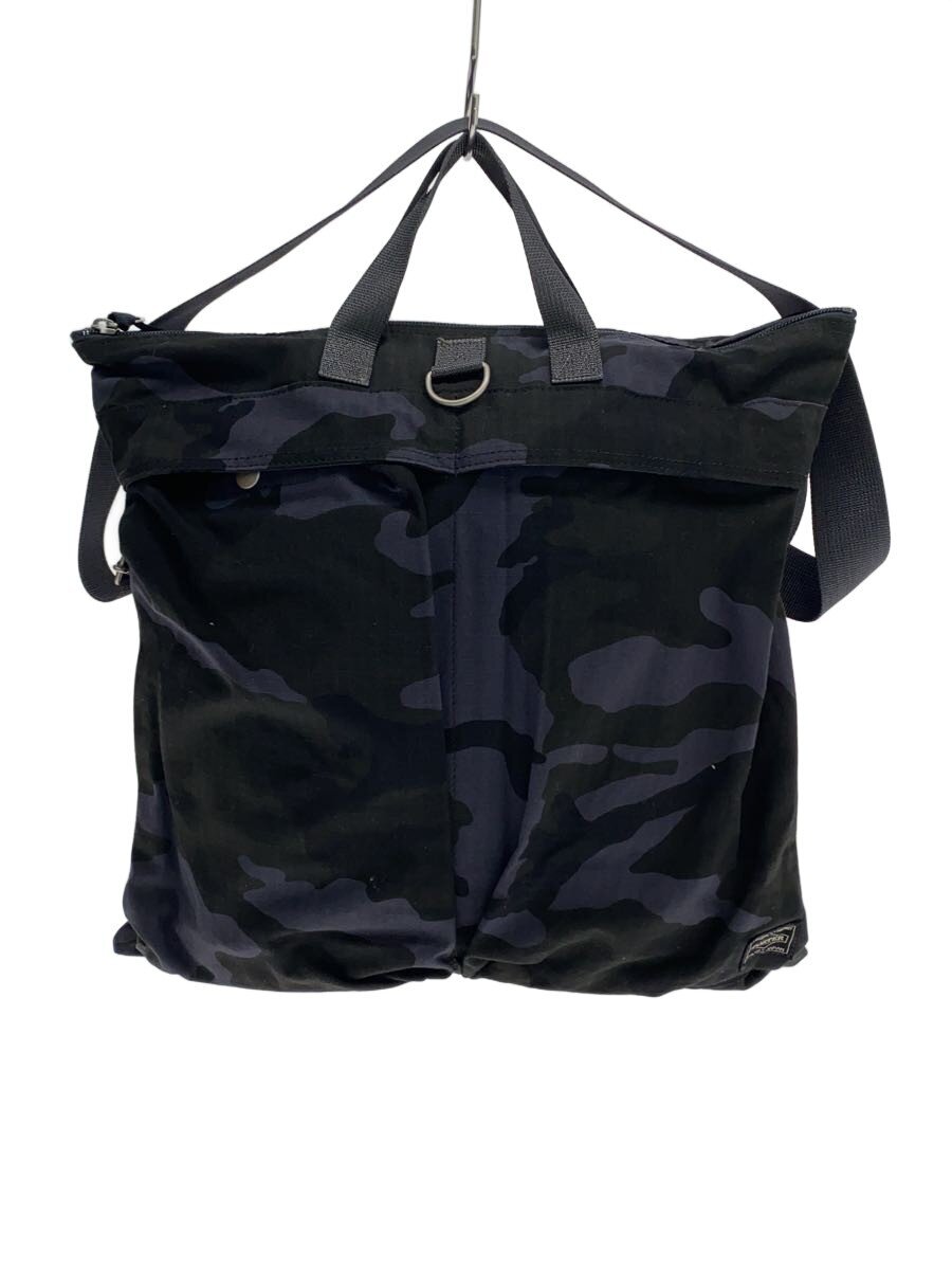 【中古】PORTER◆PLATOON/HELMET BAG/トートバッグ/綿織物/BLK/間鴨フラ/381-16833【御徒面子】
