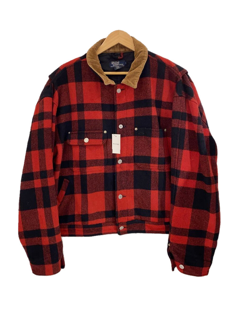 【中古】POLO RALPH LAUREN◆90s/ウールジャケット/usa製/ヴィンテージ/ジャケット/XL/ウール/RED/チェック//【メンズウェア】|2nd STREET 店
