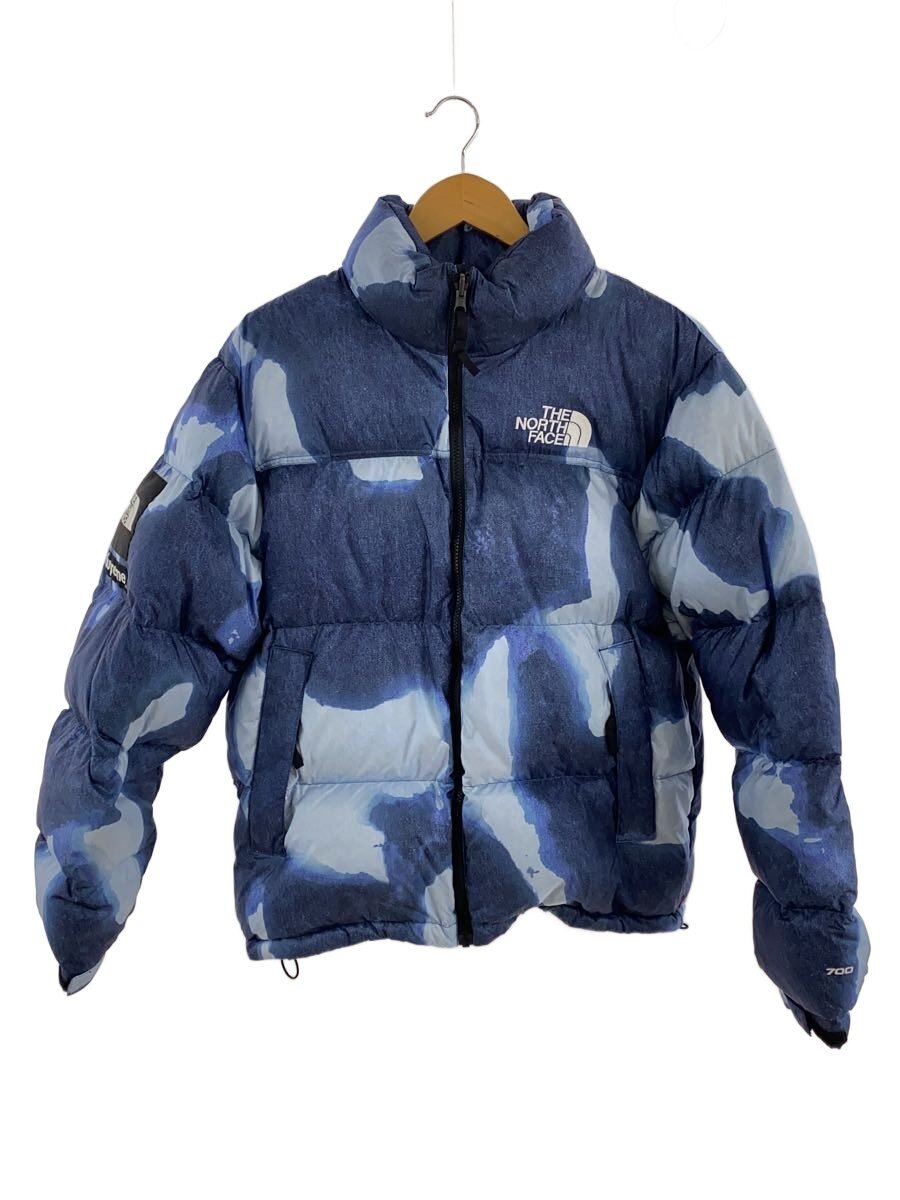 【中古】THE NORTH FACE◆SUPREME BLEACHED DENIM NUPTSE JACKET/M/ナイロン/BLU/総柄//【メンズウェア】