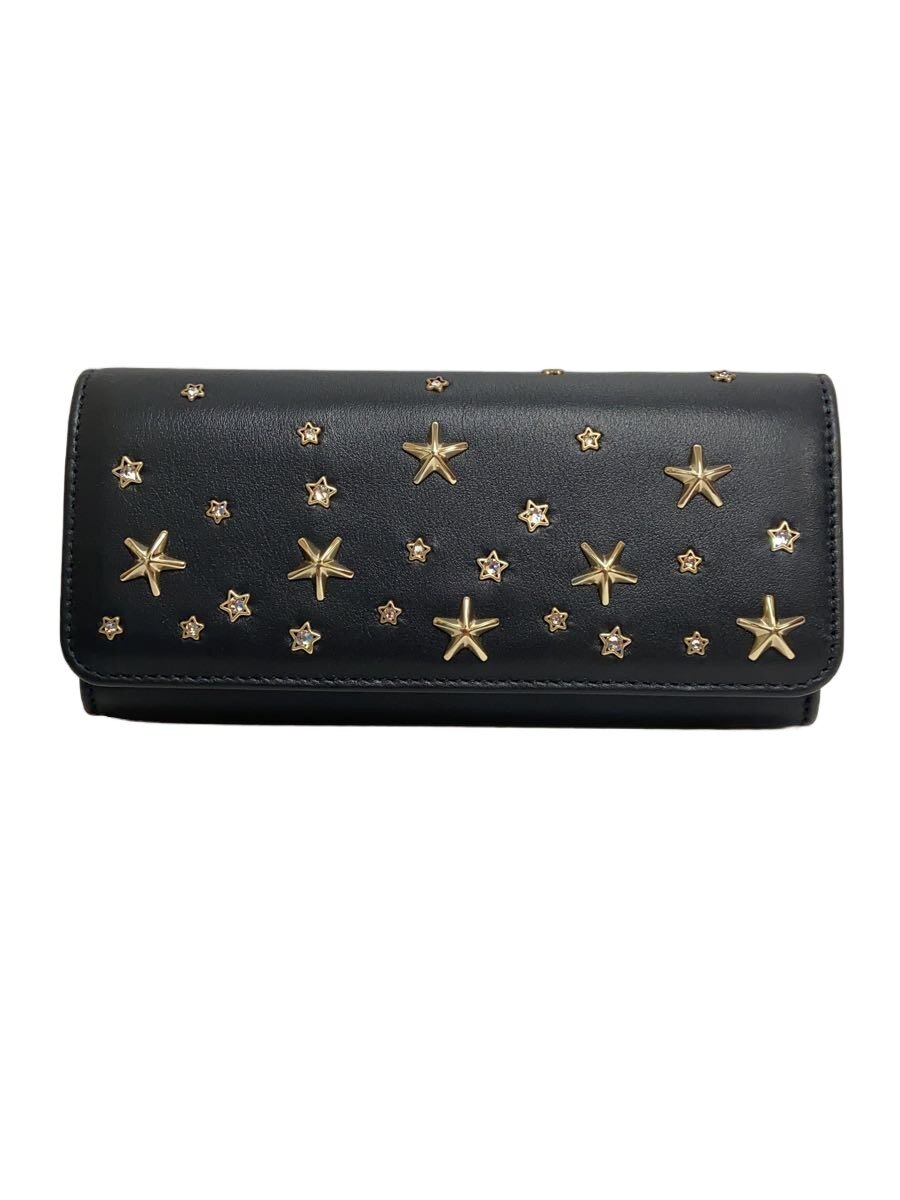 【中古】JIMMY CHOO◆長札入れ/なめし革/BLK/レディース【服飾雑貨他】