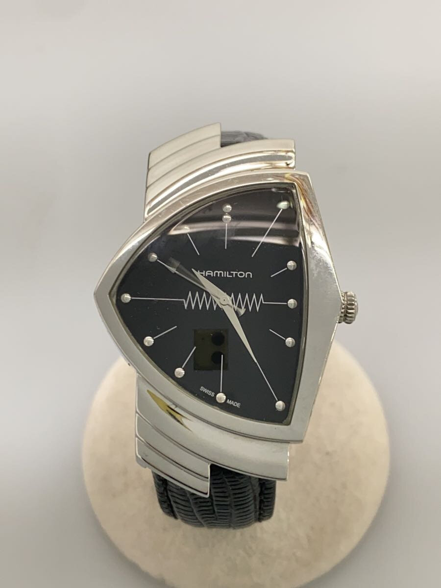【中古】HAMILTON◆石英ウオッチ/アナログ/なめし革/BLK/BLK/h244112【服飾雑貨他】