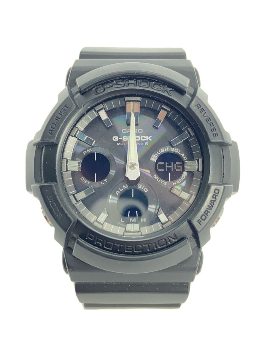 【中古】CASIO◆ソーラーウオッチ・G-SHOCK/デジアナ/天然ゴム/BLK【服飾雑貨他】
