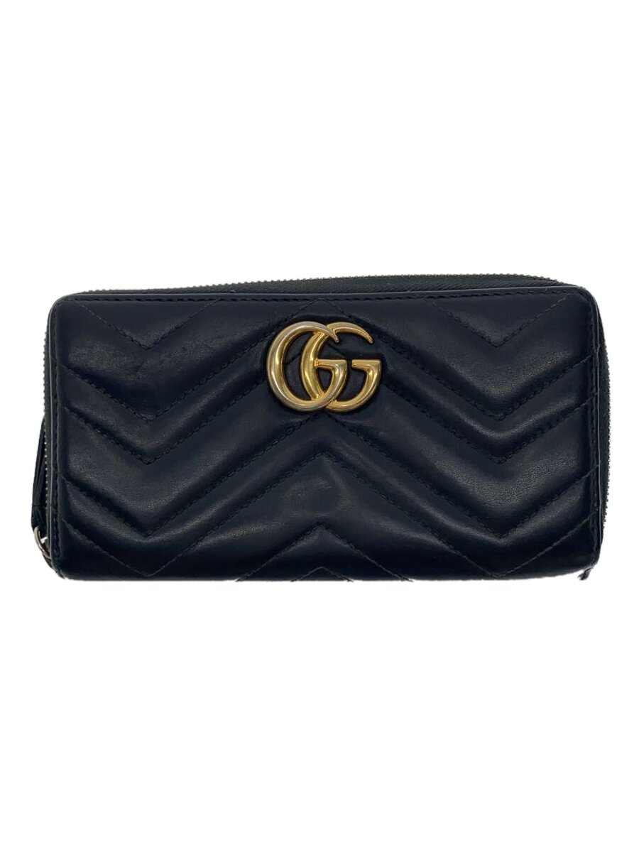 【中古】GUCCI◆長サイフ_GGマーモント_キルティング/なめし革/BLK/メンズ//【服飾雑貨他】