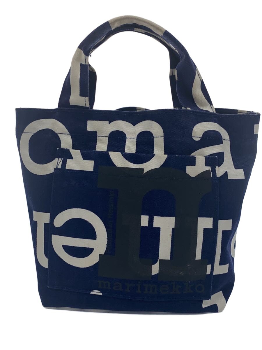 【中古】marimekko◆トートバッグ/帆布/BLU/総柄【御徒面子】