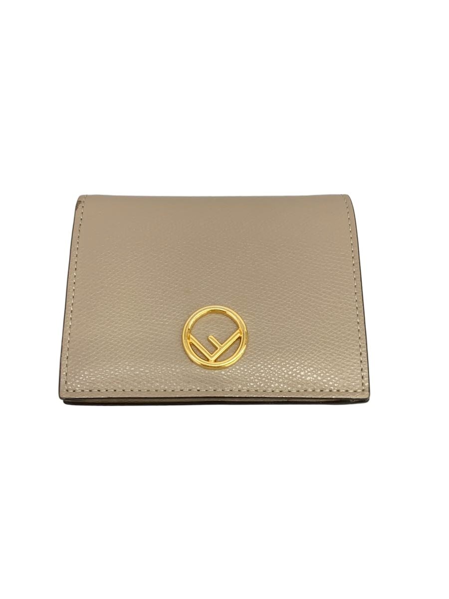 【中古】FENDI◆2つ折り札入れ/なめし革/GRY/レディース/8M0387 A18B F0E65【服飾雑貨他】