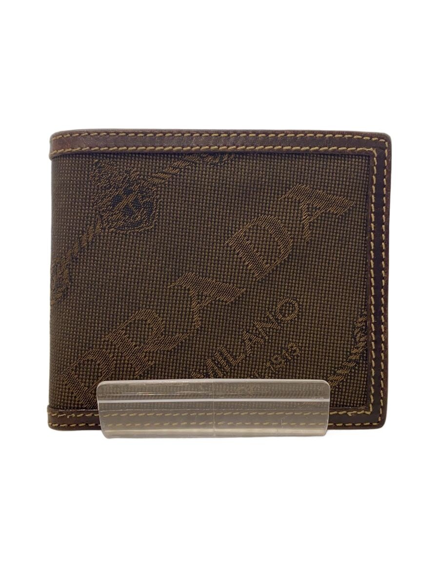 【中古】PRADA◆2つ折り紙入れ/帆布/BRW/メンズ/ロゴジャガードウォレット【服飾雑貨他】