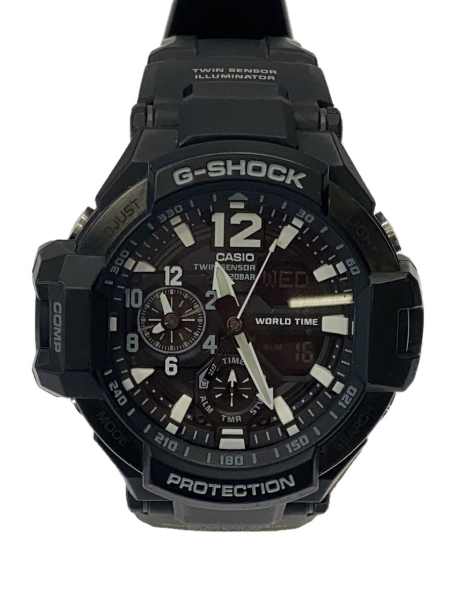 【中古】CASIO◆石英ウオッチ・G-SHOCK/デジアナ/BLK【服飾雑貨他】