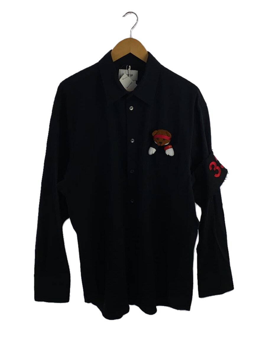 【中古】doublet◆SUPPORT GROUP BEAR SHIRT/M/綿織物/BLK/無地/25SS22SH158【メンズウェア】