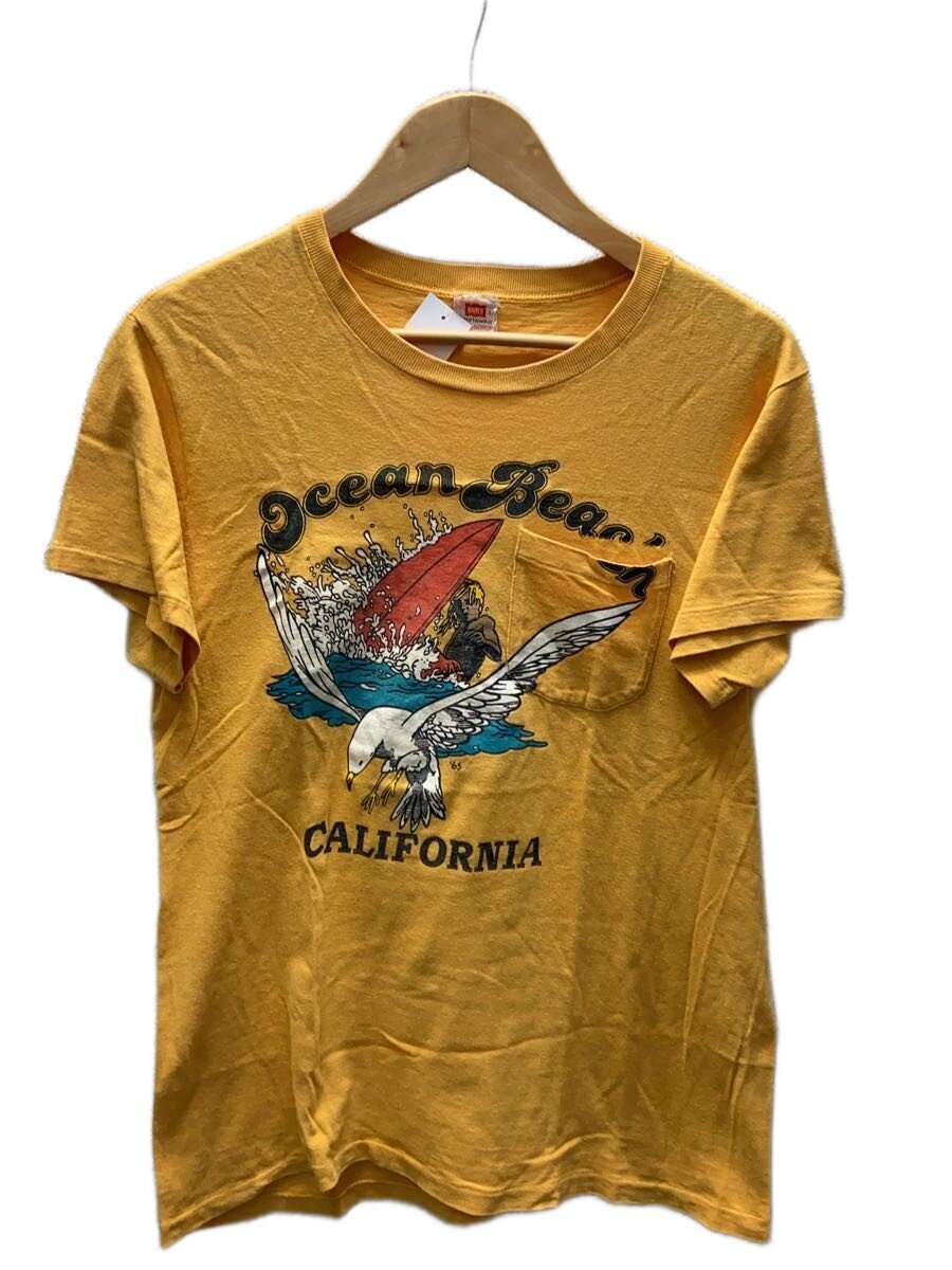 【中古】Hanes◆当てずっぽう50s/OCEAB BEACH/衣嚢プルオーバー/L/綿織物/YLW/刷り上げる【メンズウェア】