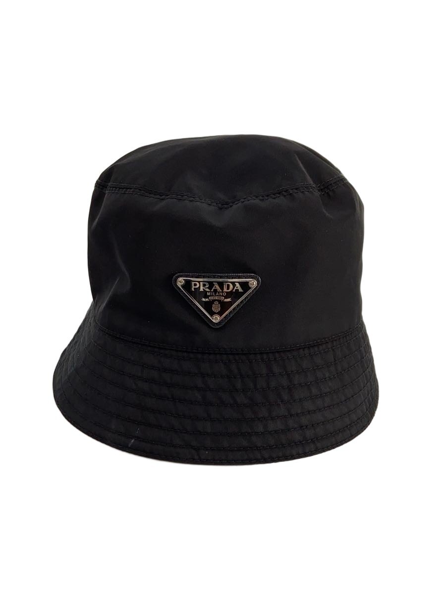 【中古】PRADA◆井戸釣瓶かぶり笠/L/ナイロン/BLK/無地/メンズ/2HC137/三角ロゴタイプ/RE-NYLON【服飾雑貨他】