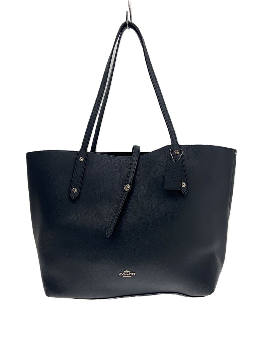 【中古】COACH◆トートバッグ_オールなめし革/--/NVY/無地【御徒面子】