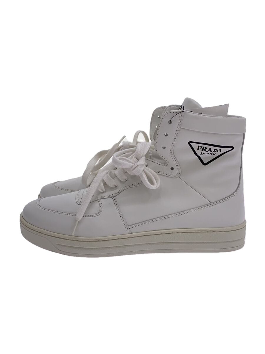 【中古】PRADA◆ハイカットスニーカー/39/WHT/なめし革/638【シューズ】
