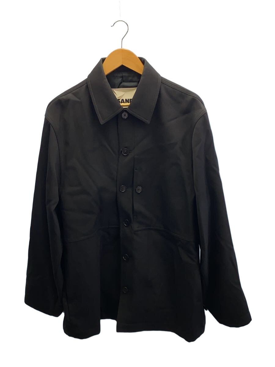 【中古】JIL SANDER◆20AW/羊毛ギャバジン プルオーバー上衣/46/黒/背引き舟仕立てもの抜け・襟汚れた状態有/? NULL ?//【メンズウェア】
