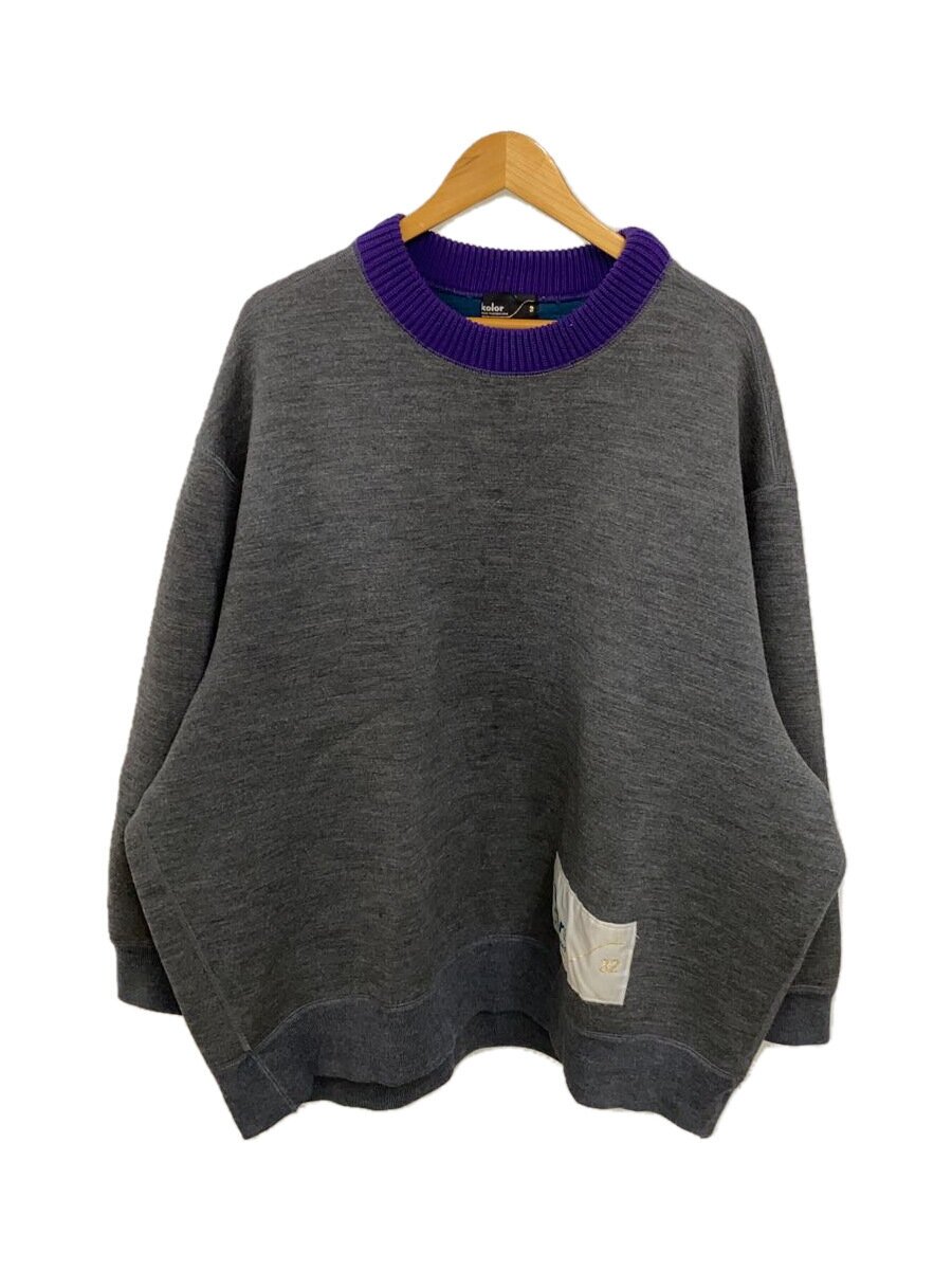 【中古】kolor◆20AW/ダンボールニットスウェット/汗水/3/羊毛/GRY/20WCM-T01201//【メンズウェア】