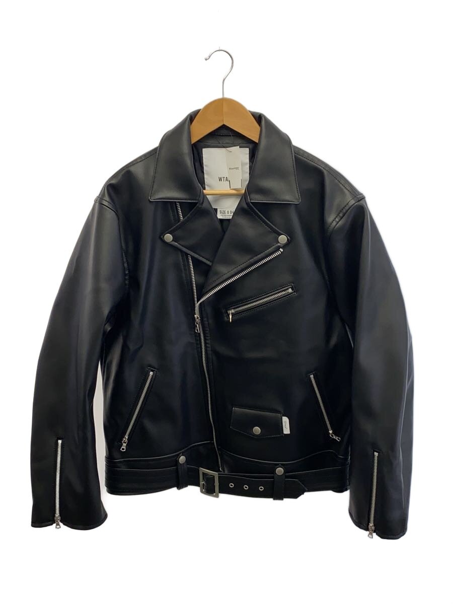 【中古】WTAPS◆VANCE/ダブルライダースジャケット/4/シンセティックレザー/BLK/無地/232BRDT-JKM07【メンズウェア】
