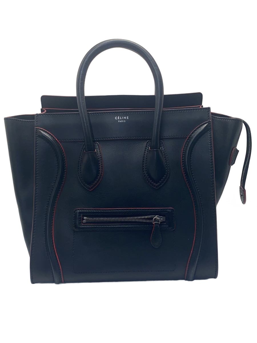 【中古】CELINE◆トートバッグ/なめし革/BLK/無地【御徒面子】
