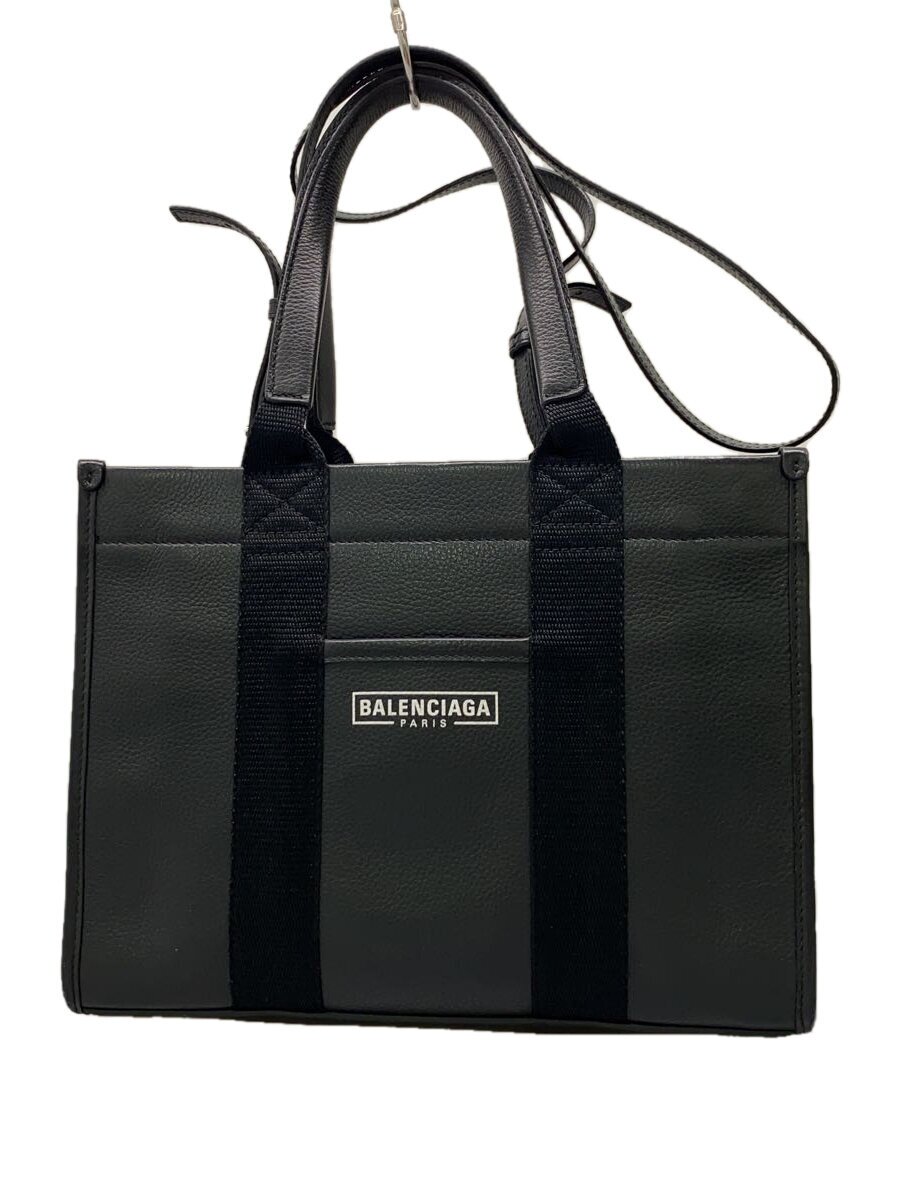 【中古】BALENCIAGA◆トートバッグ/なめし革/BLK//【御徒面子】