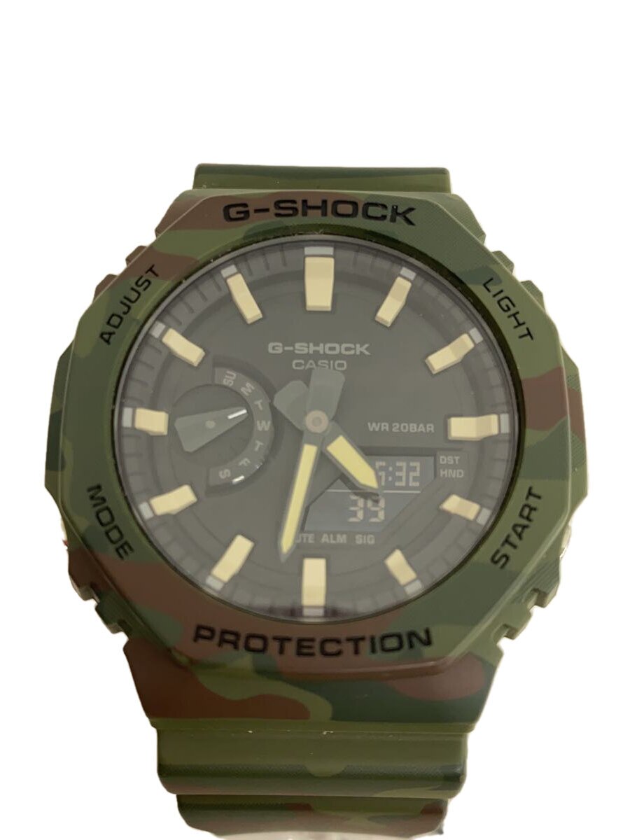 【中古】CASIO◆石英ウオッチ_G-SHOCK/デジアナ/天然ゴム/黒いこと/カーキ//【服飾雑貨他】