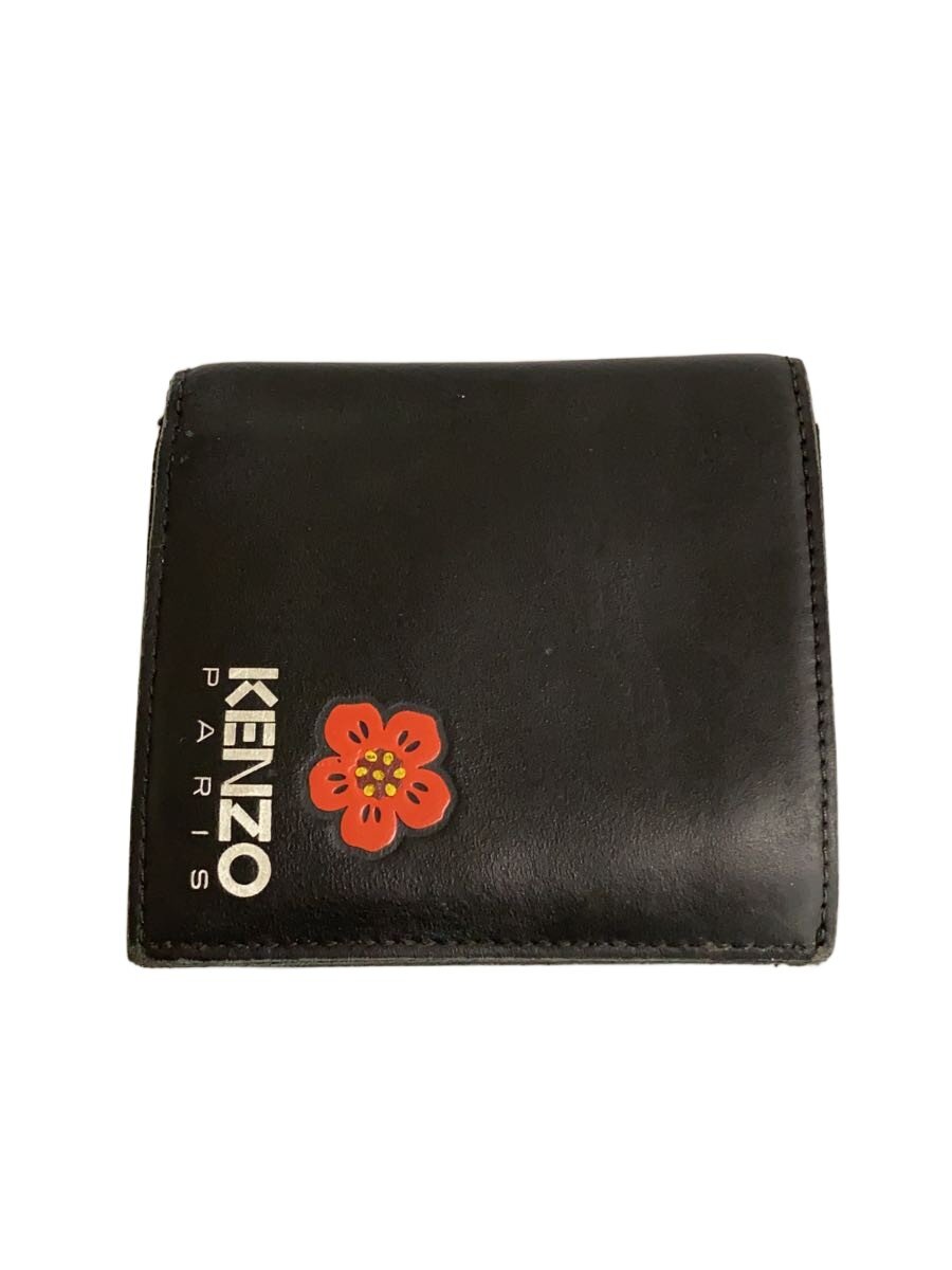 【中古】KENZO◆2つ折り銭入れ/なめし革/BLK/メンズ【服飾雑貨他】