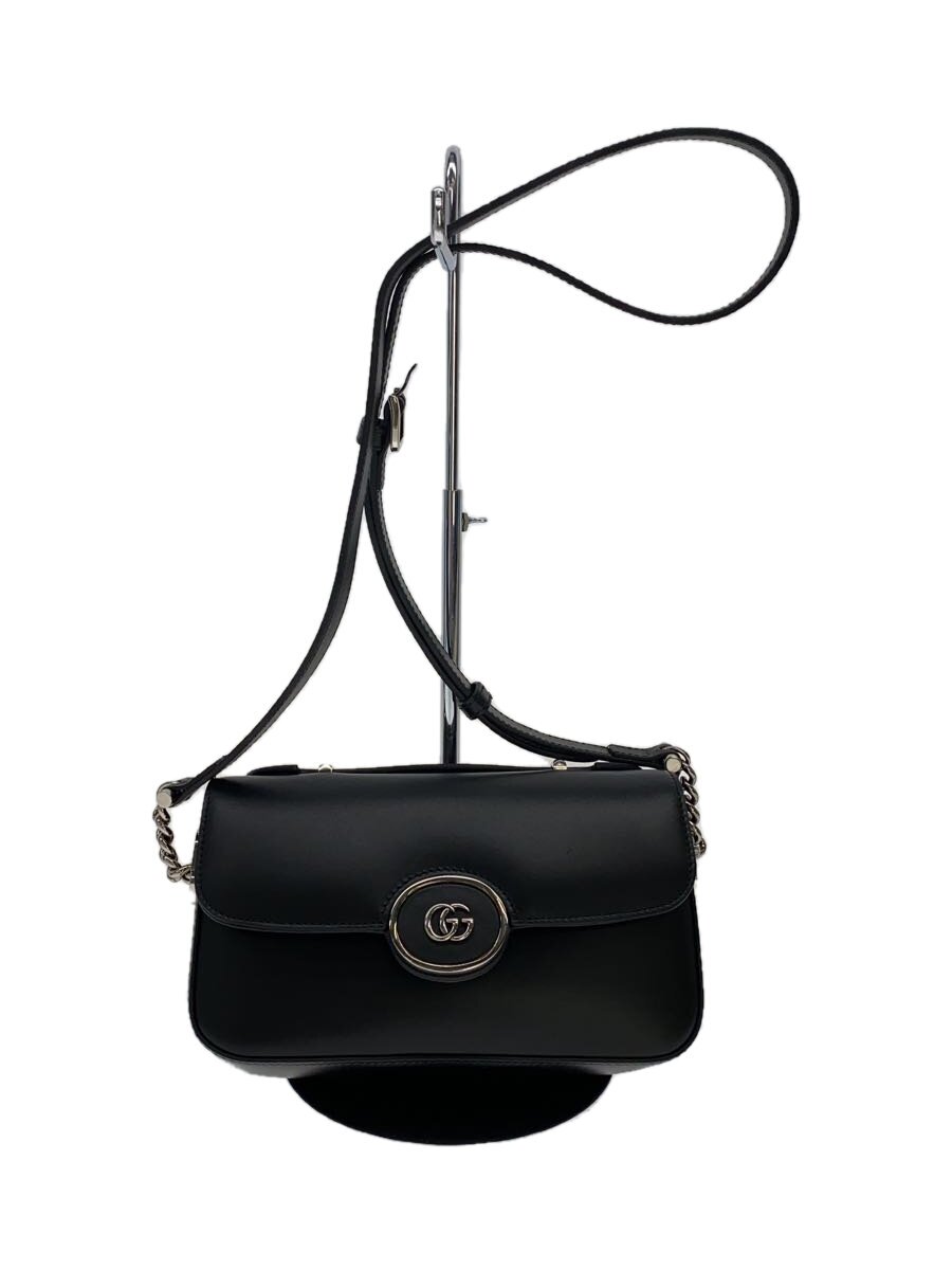 【中古】GUCCI◆ショルダーバッグ_ダブルG/なめし革/BLK//【御徒面子】