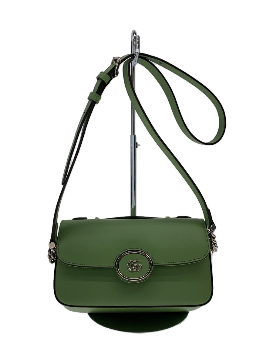 【中古】GUCCI◆ショルダーバッグ_ダブルG/なめし革/GRN【御徒面子】