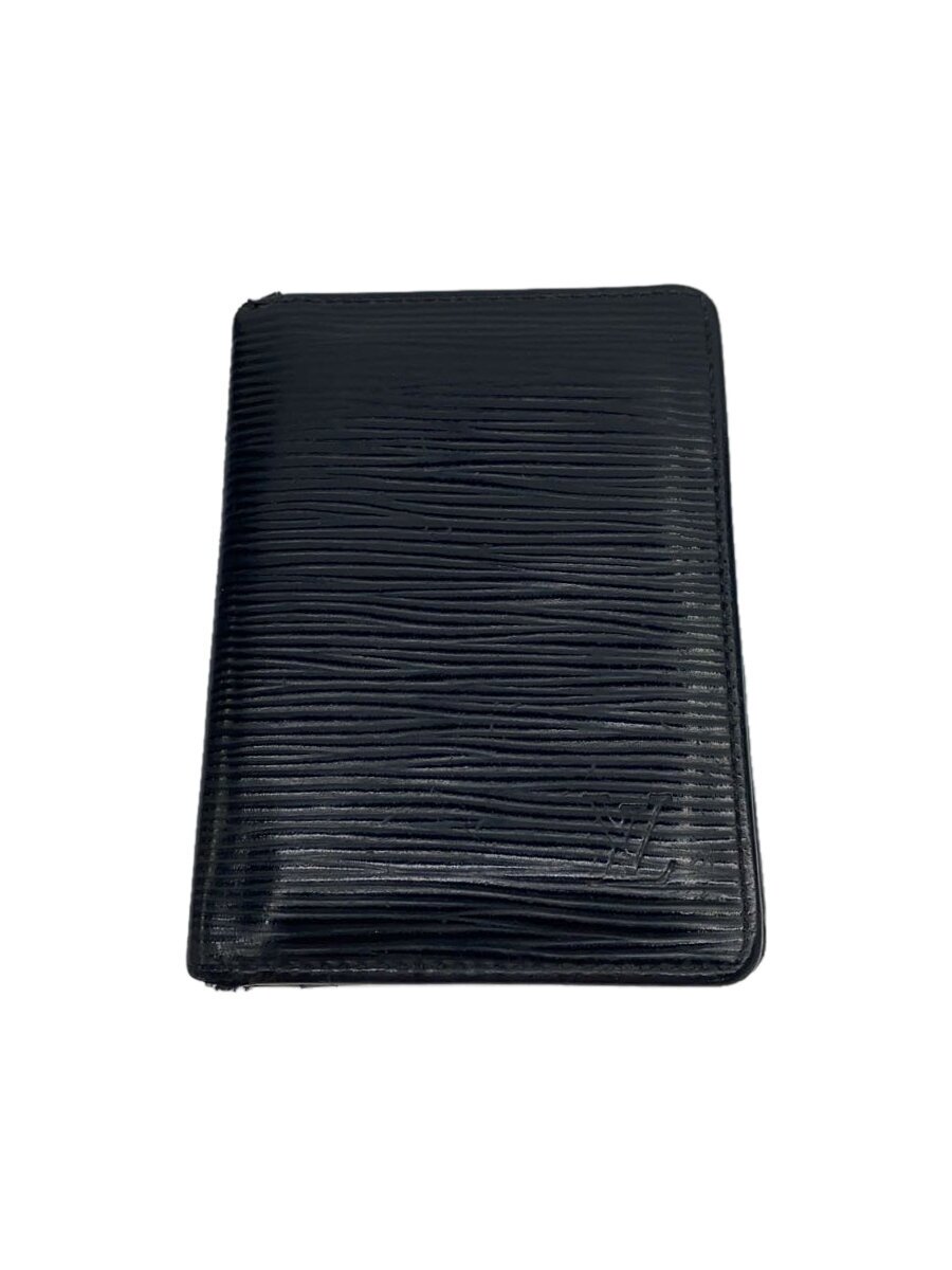中古】LOUIS VUITTON◇ポルト・カルト・パスヴェルティカル_エピ_BLK