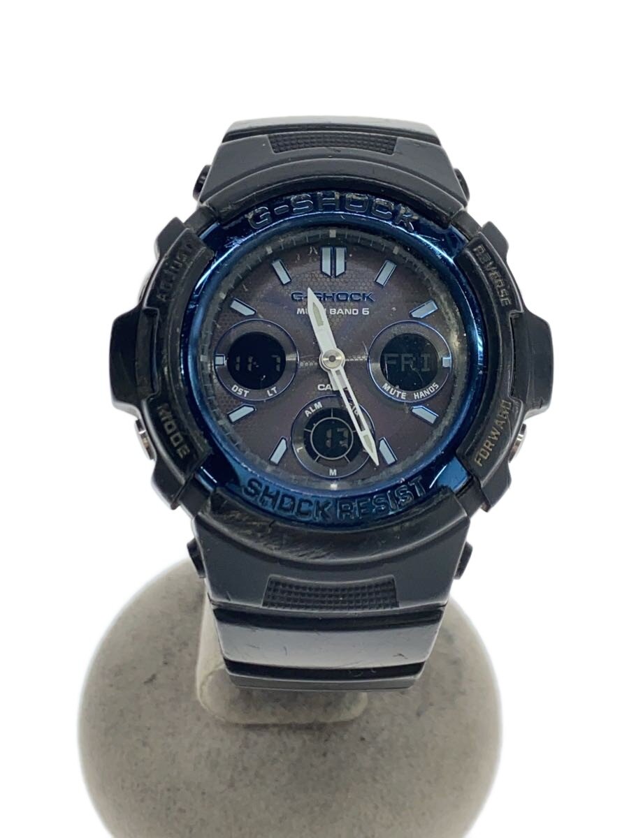 【中古】CASIO◆ソーラーウオッチ/アナログ/天然ゴム/黒いこと/黒いこと/103A3031【服飾雑貨他】