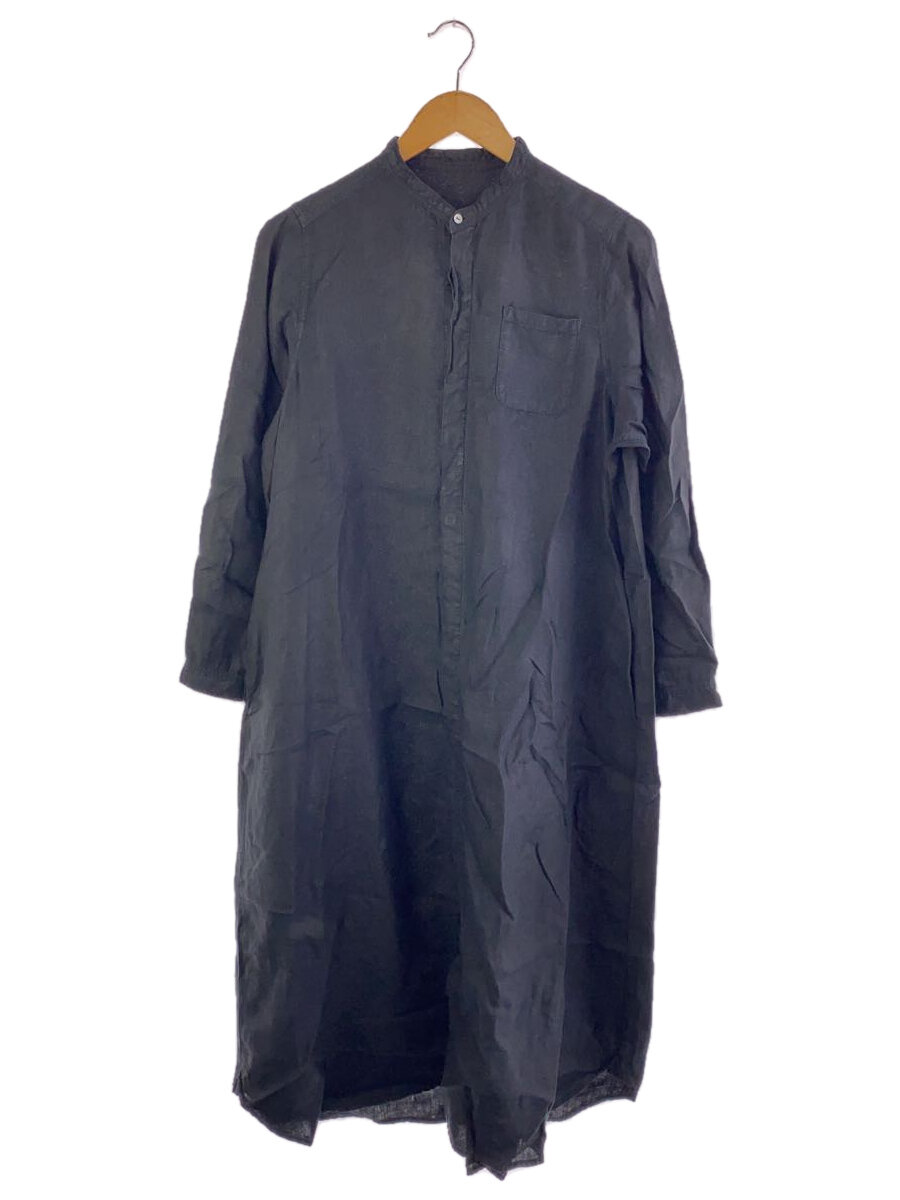 【中古】nest Robe◆リネンバンドカラーシャツワンピース/FREE/綿織物/BLK/01185-1175//【レディースお召しもの】