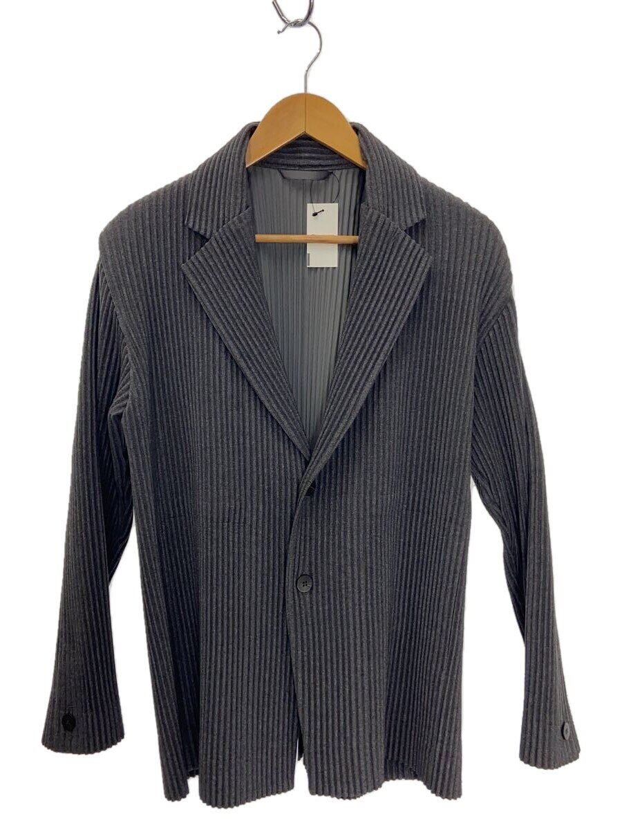 【中古】HOMME PLISSE ISSEY MIYAKE◆テーラードジャケット/1/ポリエステル/GRY/HP31FD300/WOOL LIKE LGHT【メンズウェア】