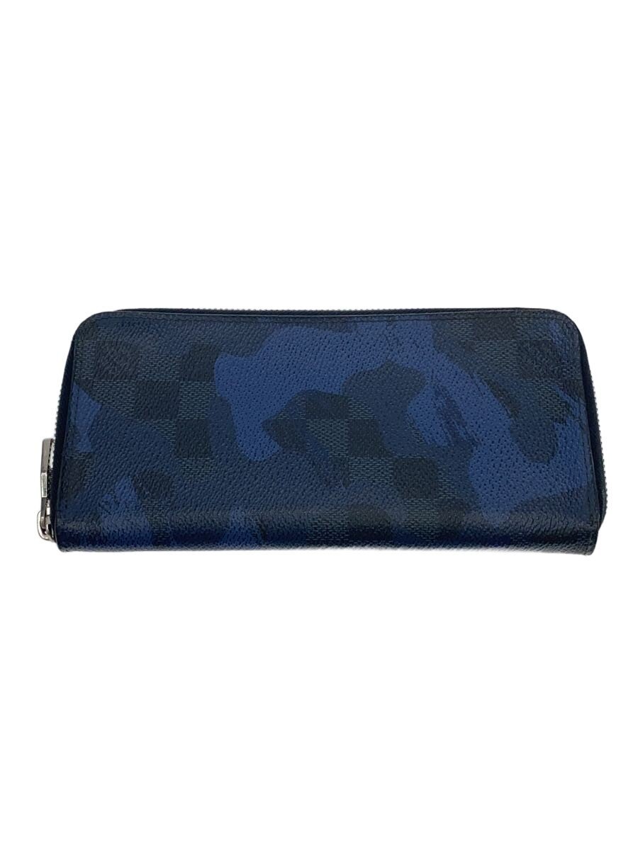【中古】LOUIS VUITTON◆ジッピー・ウォレット・ヴェルティカル_ダミエ・コバルト_カムフラージュ/PVC/NVY/レディース【服飾雑貨他】