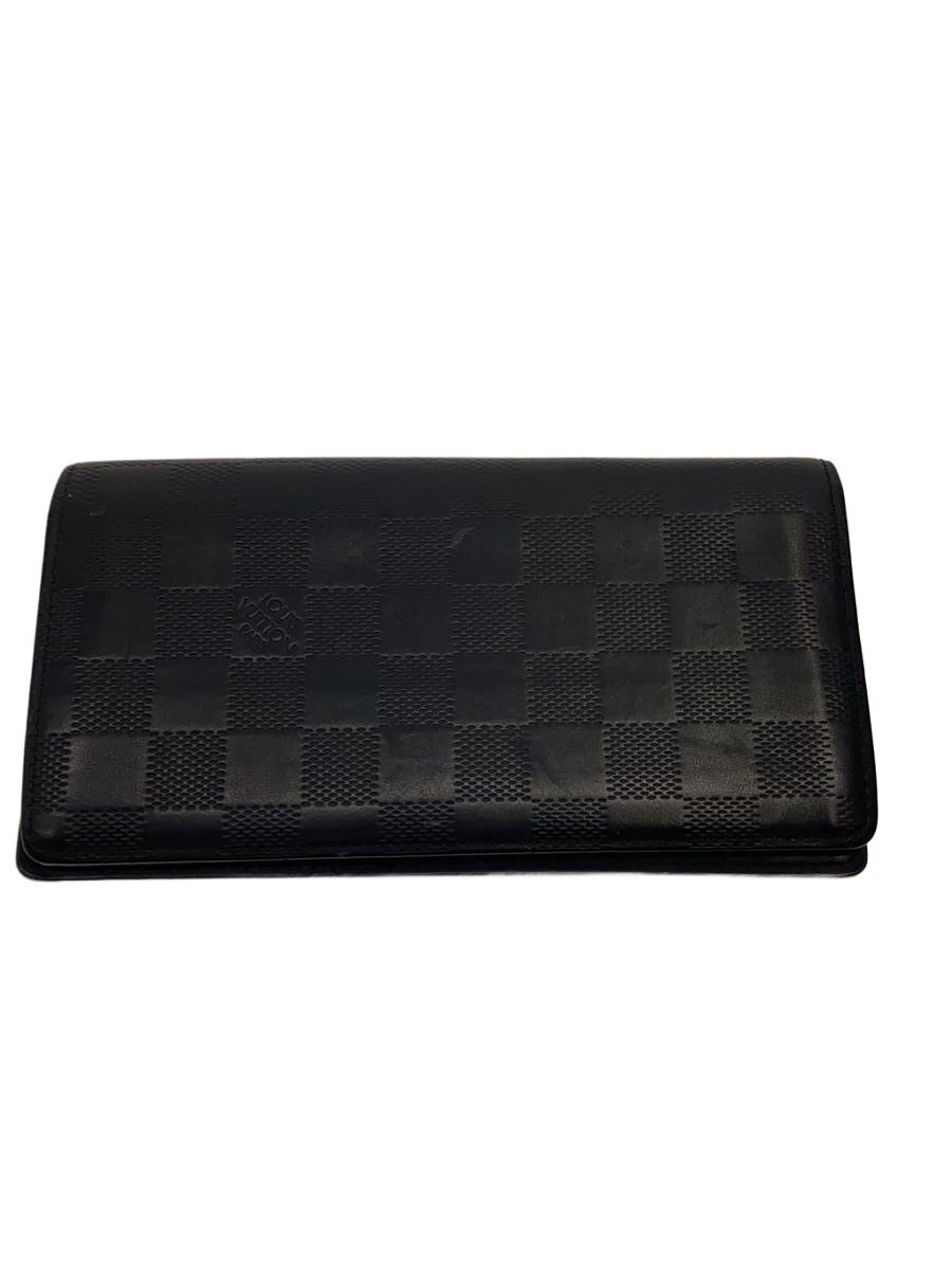 【中古】LOUIS VUITTON◆ポルト・フォイユ・ブラザ_ダミエ・アンフィニ/なめし革/BLK/総柄/メンズ/N63010【服飾雑貨他】