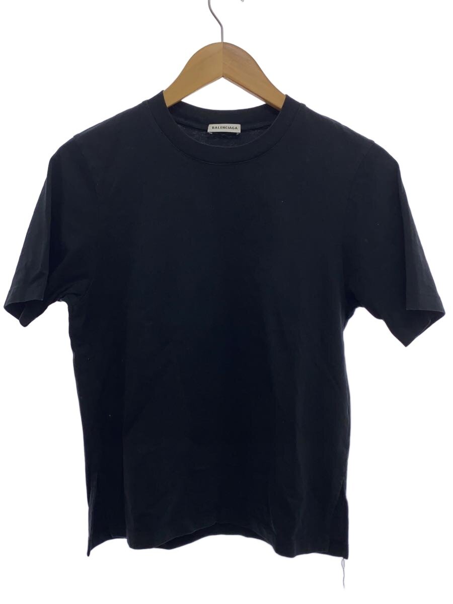 【中古】BALENCIAGA◆18ss うしろ側ロゴタイプ tee/ティーシャツ/S/綿織物/黒いこと/黒/無地【レディース御召しもの】